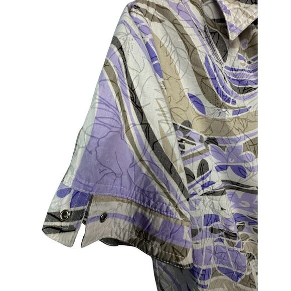 Kim‎ Rogers Button Front Short Sleeve Floral Hawaiian Style Print Shirt Size 10 - Picture 7 of 9